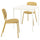 VIHALS / VIHALS table and 2 chairs, white white/yellow Tibbleby yellow, 74x74 cm