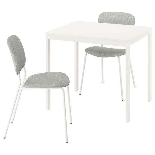 VIHALS / VIHALS - Table and 2 chairs, white/white Tibbleby beige-grey,84/120x74 cm