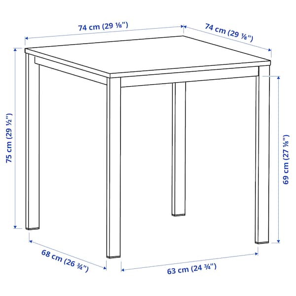 VIHALS / VIHALS table and 2 chairs, white white/green Tibbleby grey-green, 74x74 cm