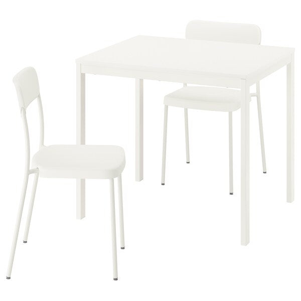 VIHALS / VIHALS table and 2 chairs, white/white, 84/120x74 cm