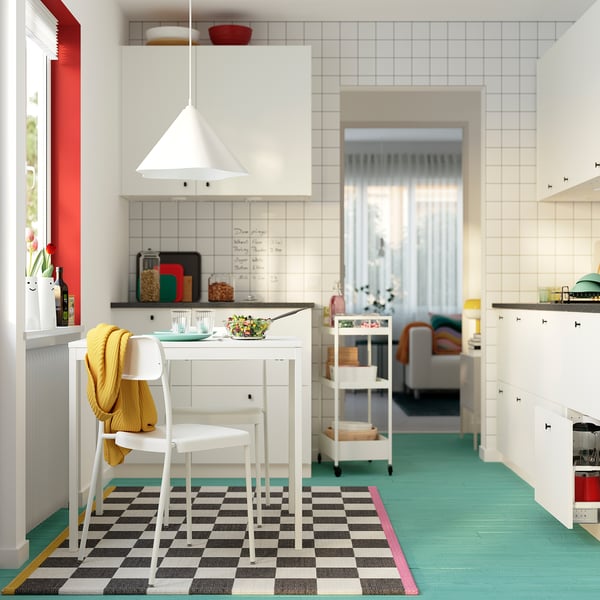 VIHALS / VIHALS table and 2 chairs, white/white, 84/120x74 cm