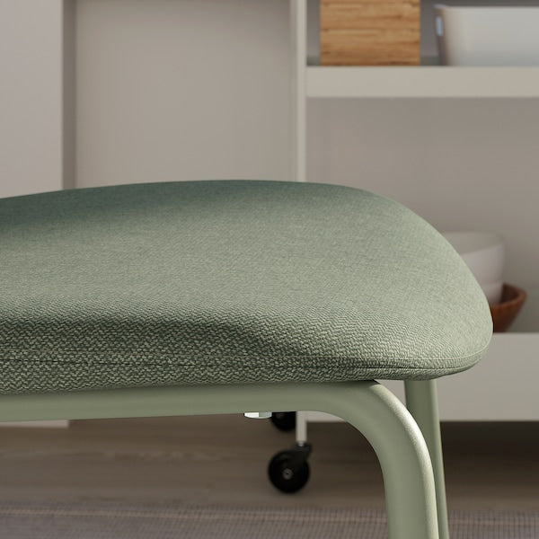 VIHALS / VIHALS table and 2 chairs, white/green Tibbleby grey-green, 84/120x74 cm