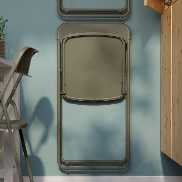 VIHALS / VIHALS - VIHALS / VIHALS Table and 2 folding chairs, gateleg table white/green, 39/95/151x90 cm