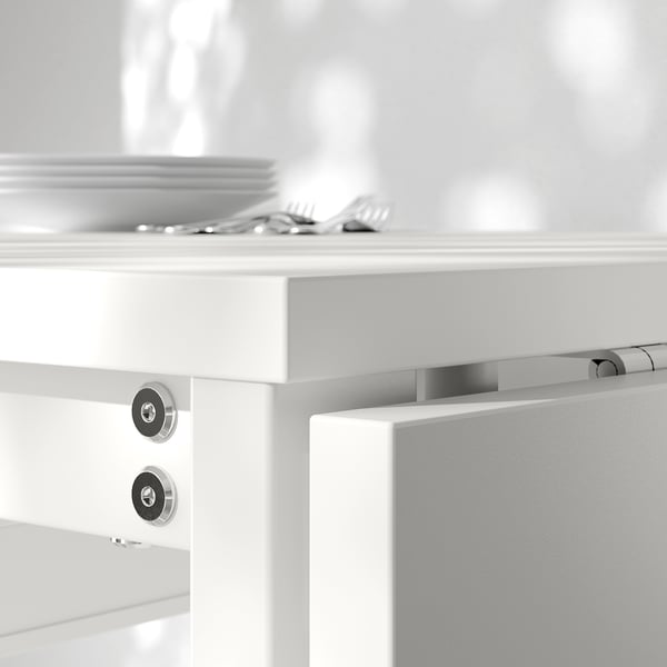 VIHALS / VIHALS table and 2 chairs, gateleg table white/white Tibbleby beige-grey, 39/95/151x90 cm