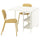 VIHALS / VIHALS table and 2 chairs, gateleg table white/yellow Tibbleby yellow, 39/95/151x90 cm