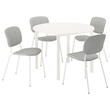 VIHALS / VIHALS table and 4 chairs, white white/white Tibbleby beige-grey, 107 cm