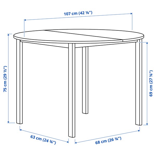 VIHALS / VIHALS table and 4 chairs, white white/white, 107 cm