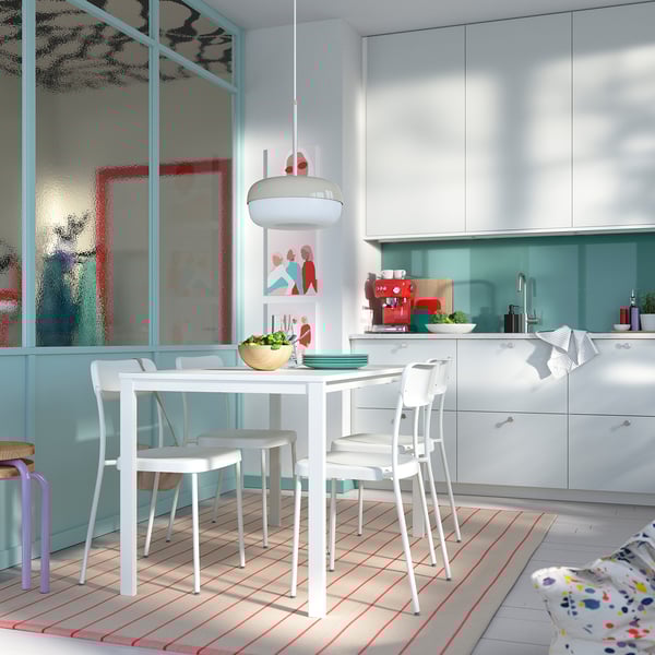 VIHALS / VIHALS - VIHALS / VIHALS Table and 4 chairs, white white/white, 125x74 cm