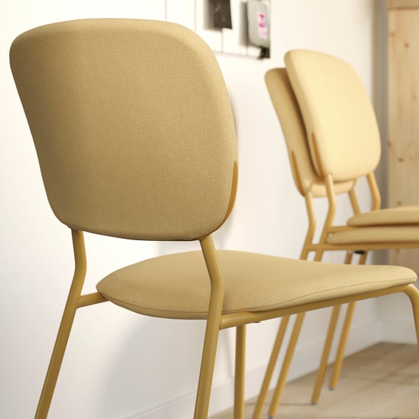 VIHALS / VIHALS table and 4 chairs, white white/yellow Tibbleby yellow, 125x74 cm
