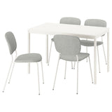 VIHALS / VIHALS table and 4 chairs, white/white Tibbleby beige-grey, 120/180x74 cm