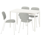 VIHALS / VIHALS table and 4 chairs, white/white Tibbleby beige-grey, 84/120x74 cm