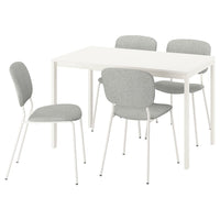 VIHALS / VIHALS table and 4 chairs, white/white Tibbleby beige-grey, 84/120x74 cm