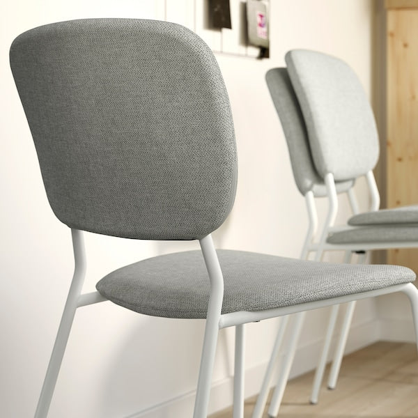 VIHALS / VIHALS table and 4 chairs, white/white Tibbleby beige-grey, 84/120x74 cm