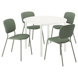 VIHALS / VIHALS table and 4 chairs, white white/green Tibbleby grey-green, 107 cm