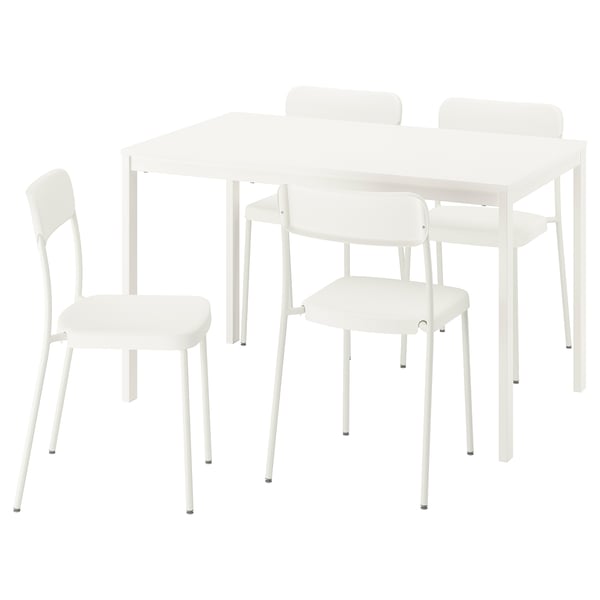 VIHALS / VIHALS table and 4 chairs, white/white, 120/180x74 cm