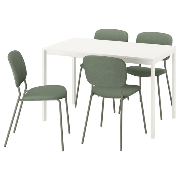 VIHALS / VIHALS - Table and 4 chairs, white/green Tibbleby gray-green,84/120x74 cm