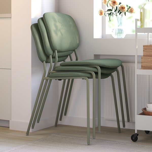 VIHALS / VIHALS table and 4 chairs, white/green Tibbleby grey-green, 84/120x74 cm