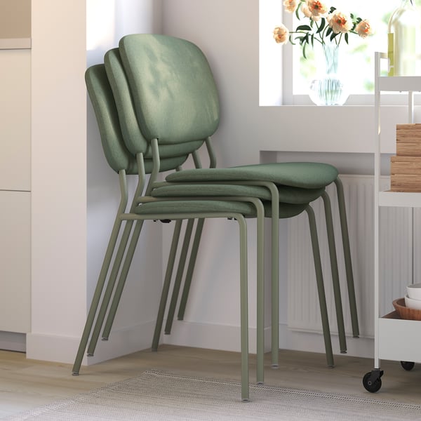 VIHALS / VIHALS - Table and 4 chairs, white/green Tibbleby gray-green,120/180x74 cm