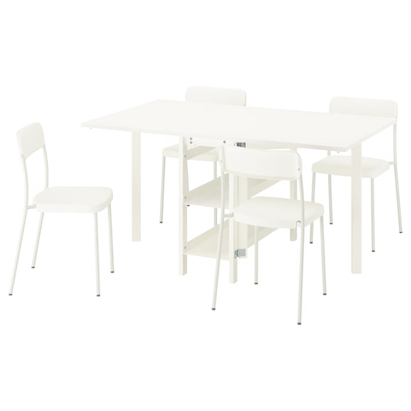 VIHALS / VIHALS table and 4 chairs, gateleg table white/white, 39/95/151x90 cm