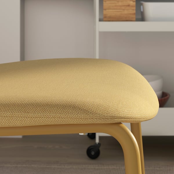 VIHALS / VIHALS table and 4 chairs, gateleg table white/yellow Tibbleby yellow, 39/95/151x90 cm