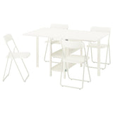 VIHALS / VIHALS table and 4 chairs, gateleg table white/folding white, 39/95/151x90 cm
