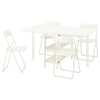 VIHALS / VIHALS table and 4 chairs, gateleg table white/folding white, 39/95/151x90 cm