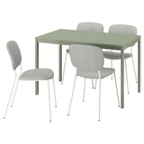 VIHALS / VIHALS table and 4 chairs, green/white Tibbleby beige-grey, 120/180x74 cm