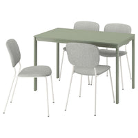 VIHALS / VIHALS table and 4 chairs, green/white Tibbleby beige-grey, 120/180x74 cm