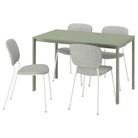 VIHALS / VIHALS table and 4 chairs, green green/white Tibbleby beige-grey, 125x74 cm