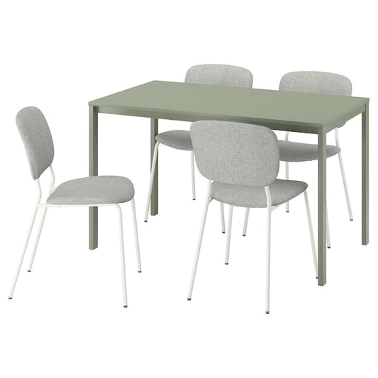 VIHALS / VIHALS - Table and 4 chairs, green/white Tibbleby beige-grey,125x74 cm