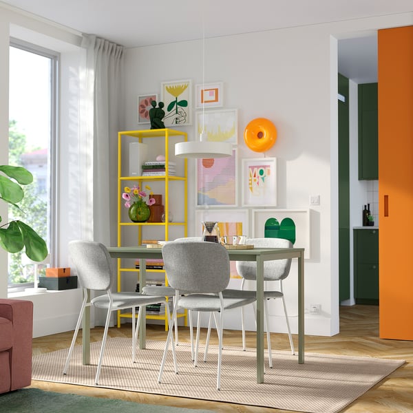 VIHALS / VIHALS table and 4 chairs, green green/white Tibbleby beige-grey, 125x74 cm