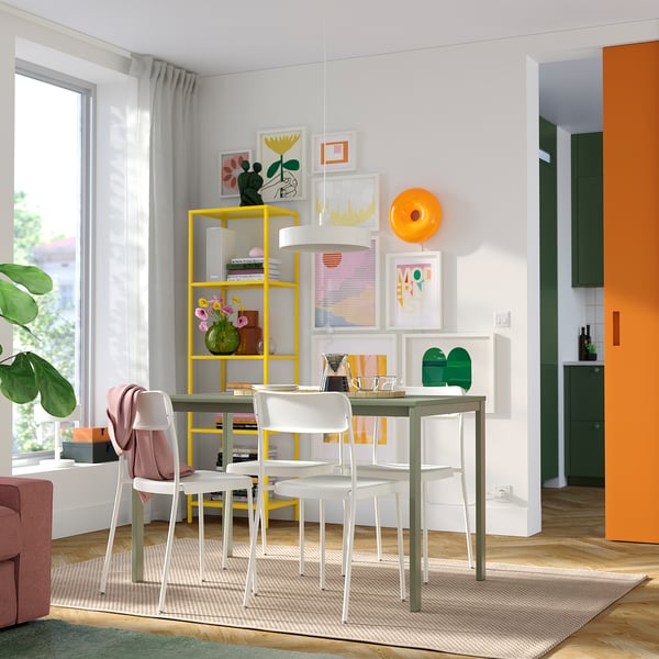 VIHALS / VIHALS table and 4 chairs, green green/white, 125x74 cm
