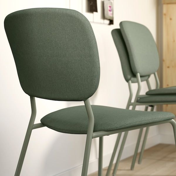 VIHALS / VIHALS table and 4 chairs, green/green Tibbleby grey-green, 120/180x74 cm