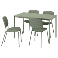 VIHALS / VIHALS table and 4 chairs, green green/green Tibbleby grey-green, 125x74 cm