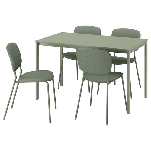 VIHALS / VIHALS - Table and 4 chairs, green/green Tibbleby grey-green,125x74 cm