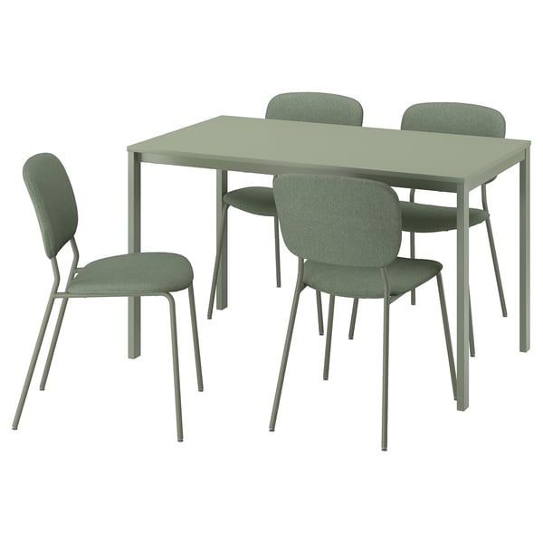 VIHALS / VIHALS table and 4 chairs, green green/green Tibbleby grey-green, 125x74 cm
