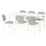 VIHALS / VIHALS table and 6 chairs, white white/white Tibbleby beige-grey, 180x74 cm