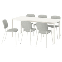 VIHALS / VIHALS table and 6 chairs, white white/white Tibbleby beige-grey, 180x74 cm