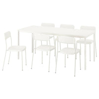 VIHALS / VIHALS table and 6 chairs, white white/white, 180x74 cm
