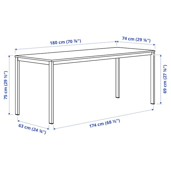VIHALS / VIHALS table and 6 chairs, white white/green Tibbleby grey-green, 180x74 cm