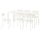 VIHALS / VIHALS table and 6 chairs, white/white, 120/180x74 cm