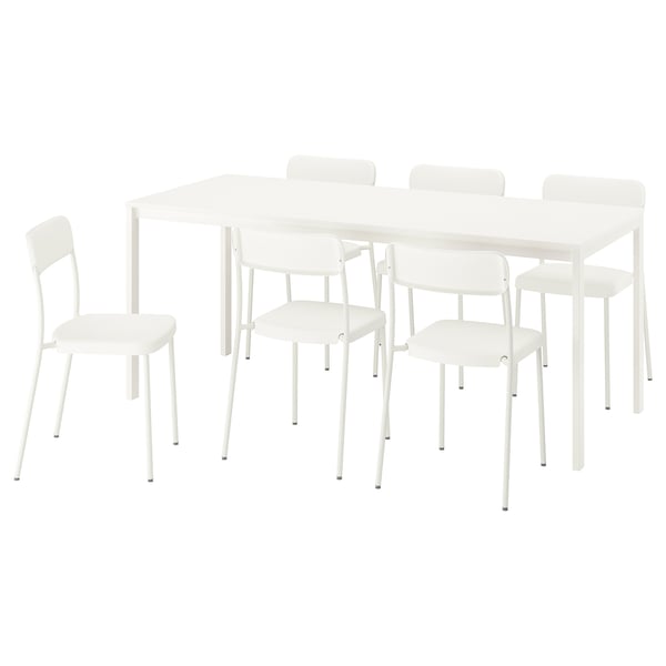 VIHALS / VIHALS - VIHALS / VIHALS Table and 6 chairs, white/white, 120/180x74 cm