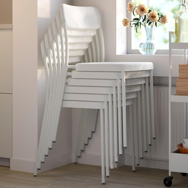 VIHALS / VIHALS - VIHALS / VIHALS Table and 6 chairs, white/white, 120/180x74 cm