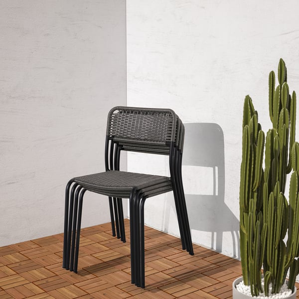 VIHOLMEN chair, outdoor, dark grey, 46x79x56 cm