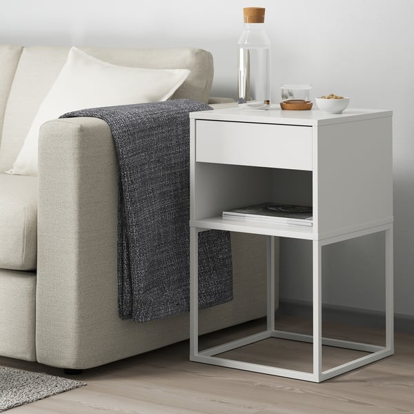 VIKHAMMER bedside table, white, 40x39 cm