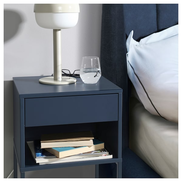 VIKHAMMER - Bedside table, blue,40x39 cm