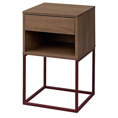 VIKHAMMER bedside table, walnut veneer, 40x39 cm