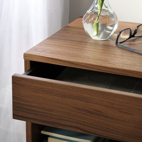 VIKHAMMER - VIKHAMMER Bedside table, walnut veneer, 40x39 cm