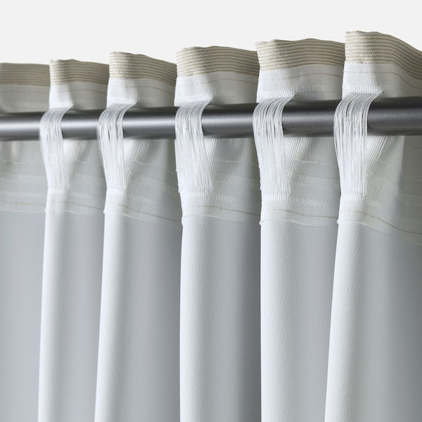 VILBORG room darkening curtains, 1 pair, beige/with heading tape, 145x300 cm