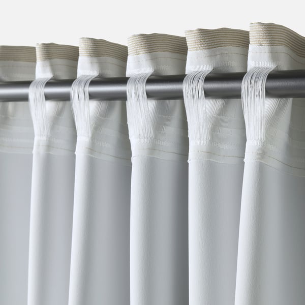VILBORG room darkening curtains, 1 pair, beige/with heading tape, 145x300 cm